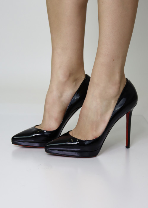 Black patent leather heels