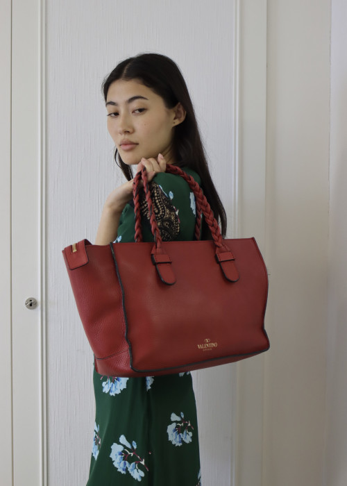 Red leather handbag Valentino