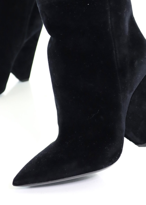 Nikki black velvet boots
