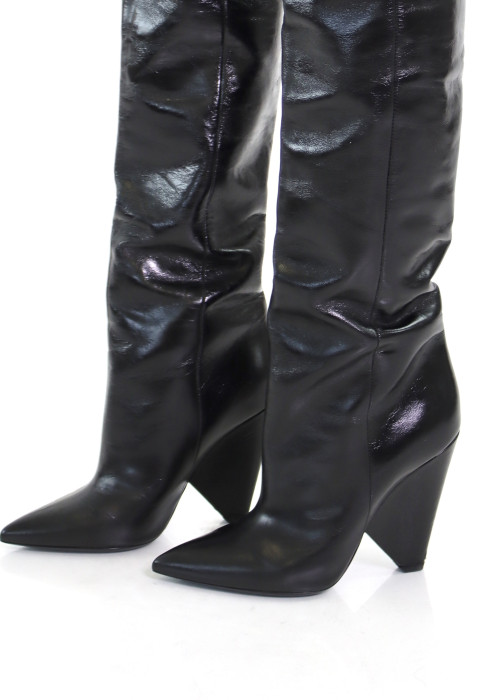Niki black patent leather boots