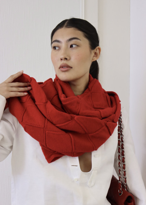 Cashmere and red wool scarf