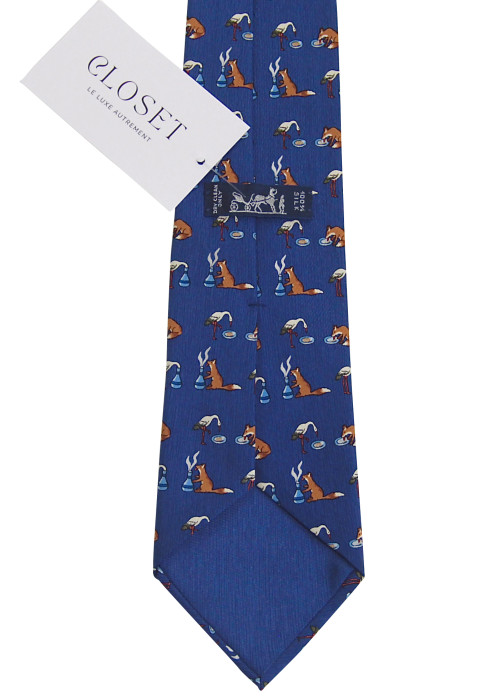 Cravate bleu foncé avec renards