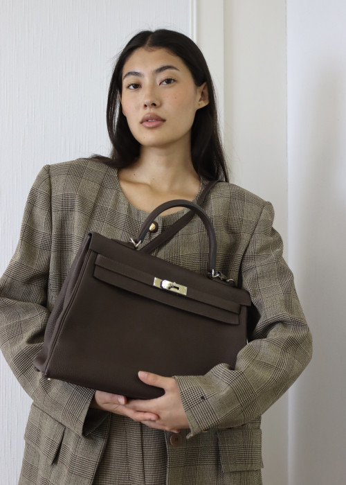 Kelly 35 bag in brown Togo leather