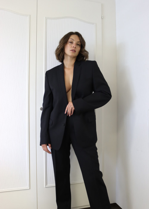 Black pinstripe suit set