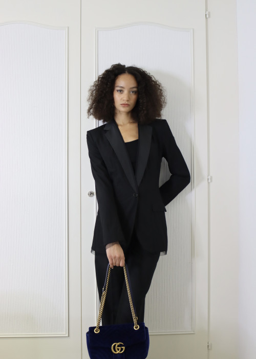 Black blazer in silk, wool and nylon