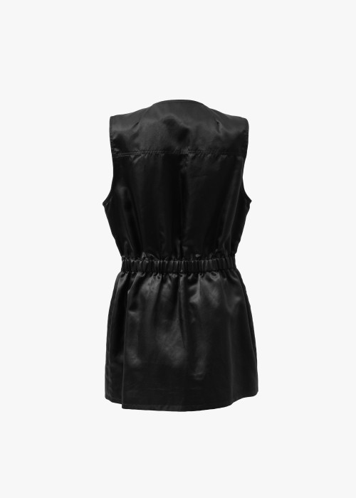 Kurzes schwarzes Kleid aus Baumwolle und Viskose