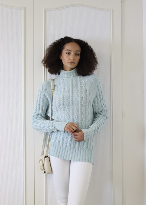 Light blue cashmere turtleneck sweater