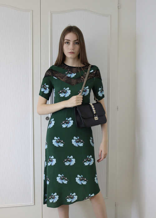 Green and blue long dress
