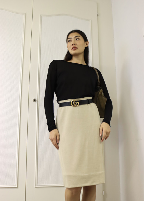 Beige cashmere and wool skirt