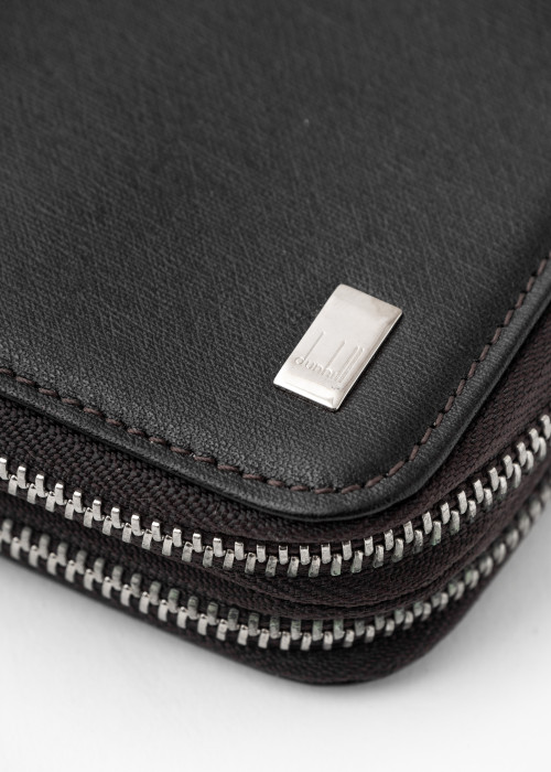 Black leather wallet with silver jewelry