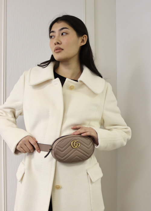 Marmont belt bag in beige leather