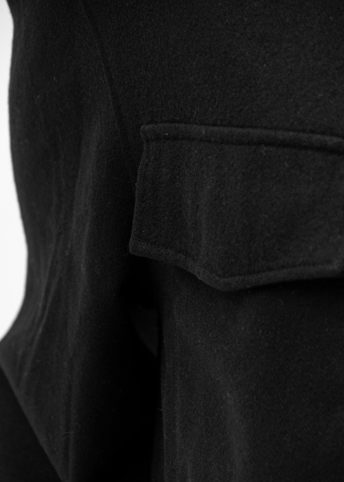 Black polyamide and cotton coat