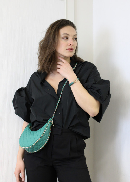 Demi Lune bag in green leather