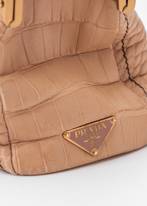 Pink crocodile leather bag