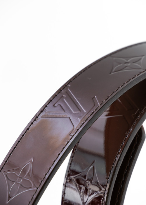 Burgundy patent leather belt