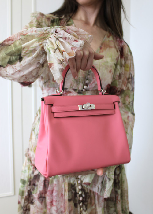 Kelly 25 azalea pink bag in swift leather