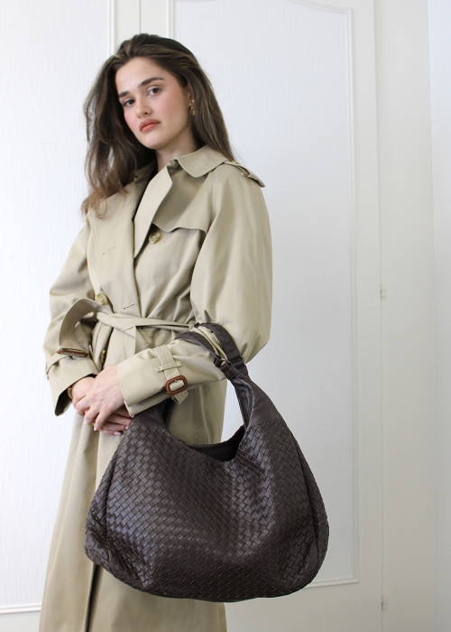 Campana brown tote bag in woven leather