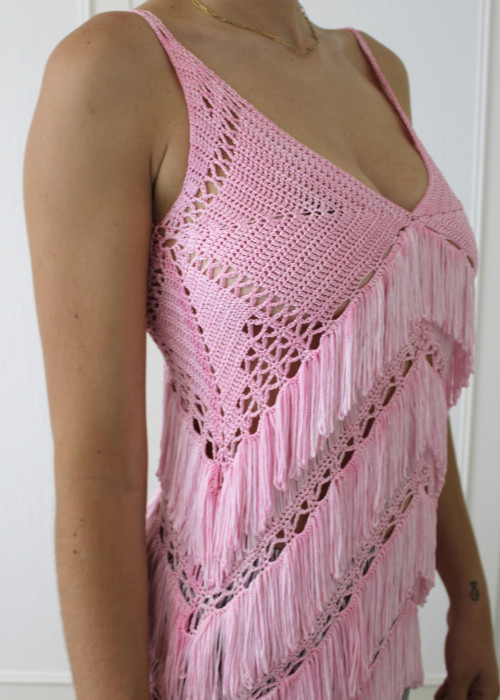 Eqle - Pink Fringed Top