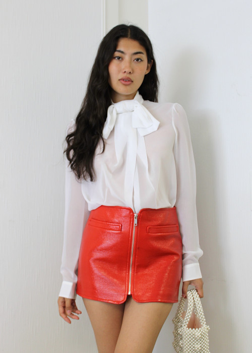 Red vinyl skirt