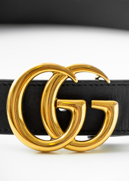 Ceinture Marmont 'GG' en cuir noir