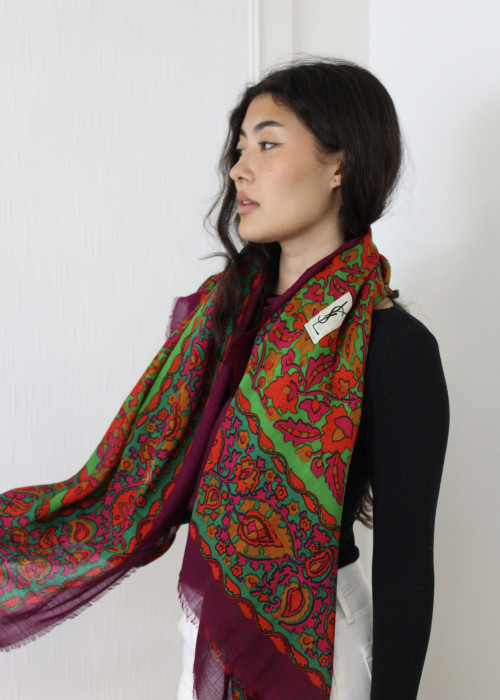 Multicolored silk and wool shawl