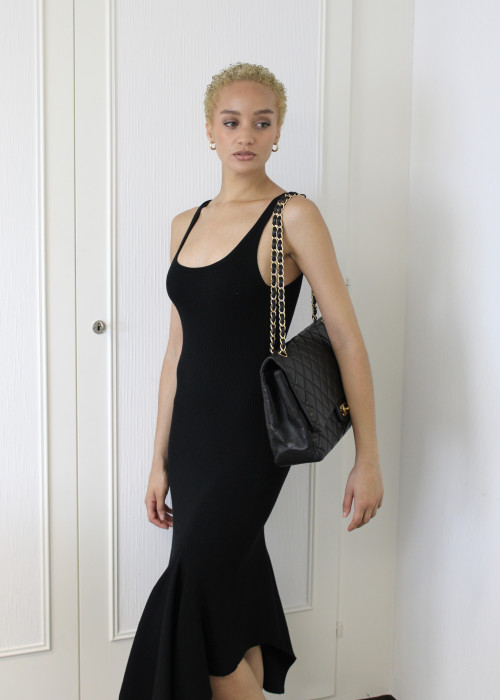 Black wool maxi dress