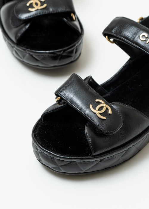 Dad sandals in shiny calf leather