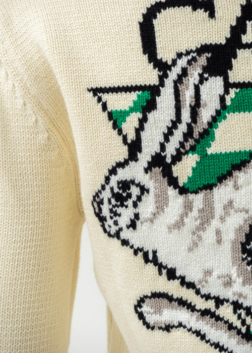 Casa Racing Intarsia white cardigan