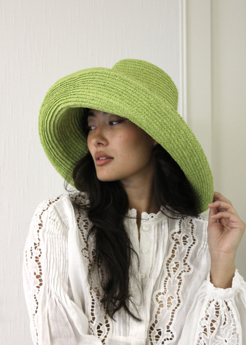 Summer green straw hat