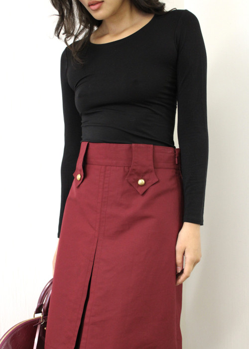 Red skirt with gold buttons