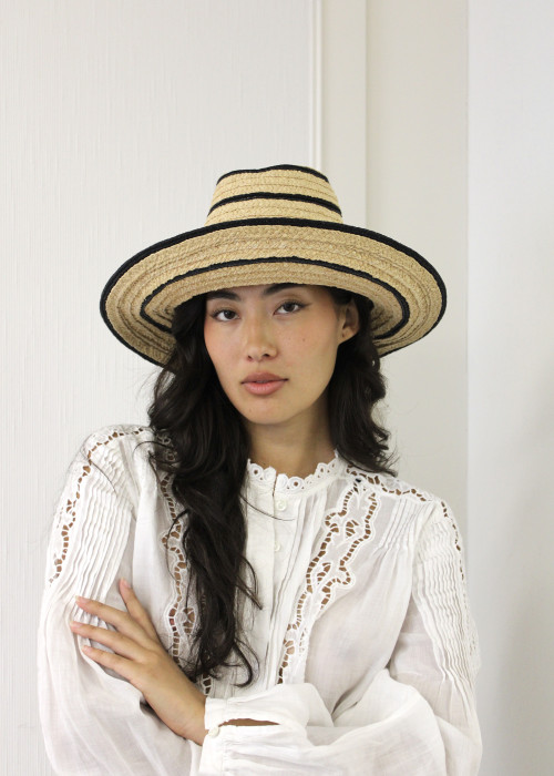 Chapeau fedora en paille rayée Kate