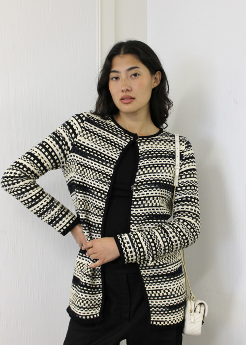 Two-tone knitted cotton jacket