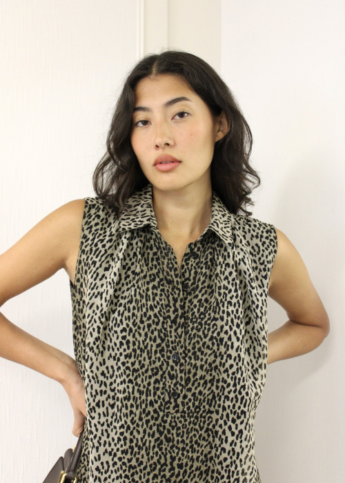 Leopard button dress