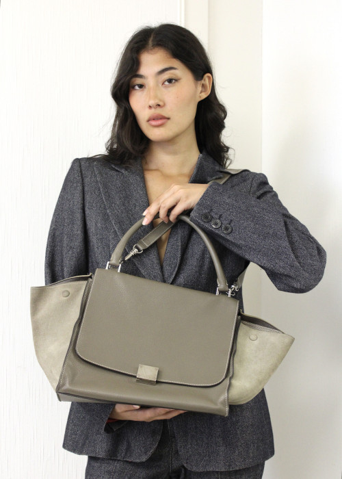 Handtasche Trapez taupe