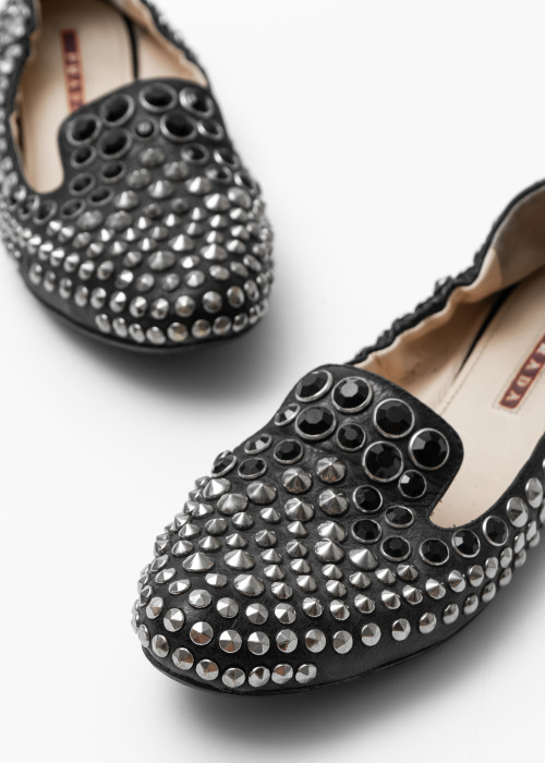 Black studded loafers