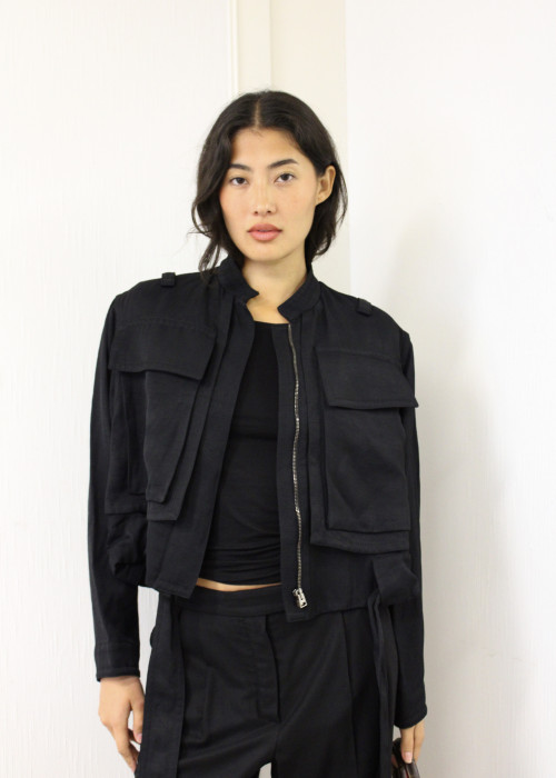 Bomber jacket with belt