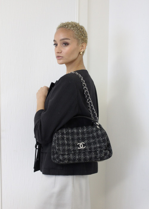 Grey and black tweed bag