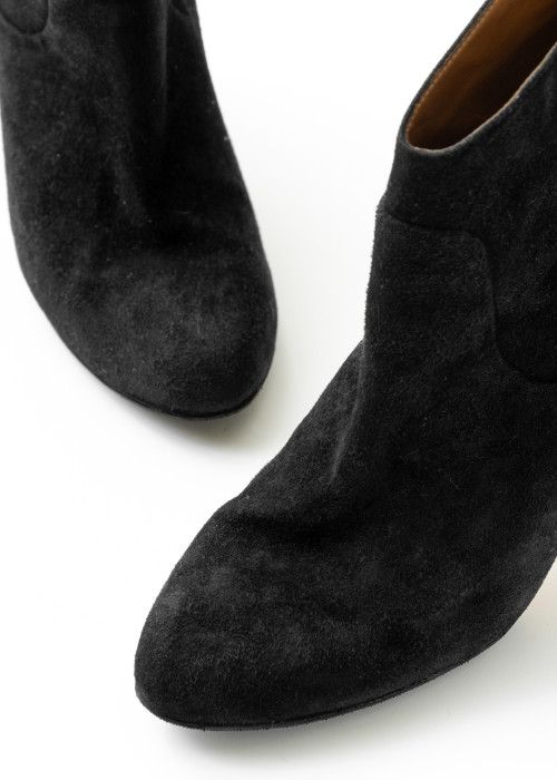 Black suede heeled boots