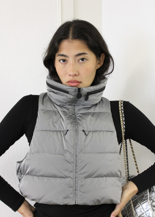 Grey sleeveless down jacket