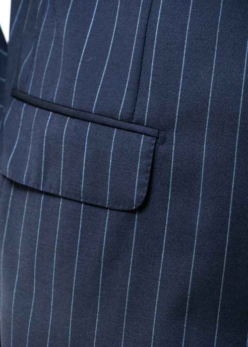 Navy blue pinstripe suit