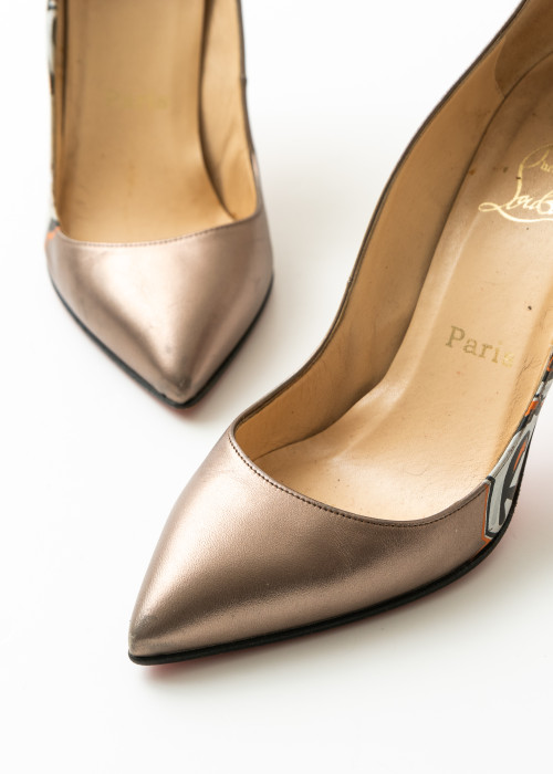 Rose gold leather pumps