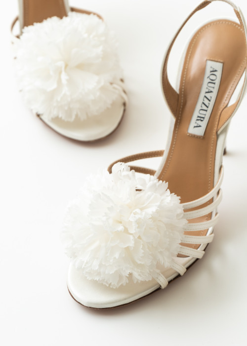 White satin sandals