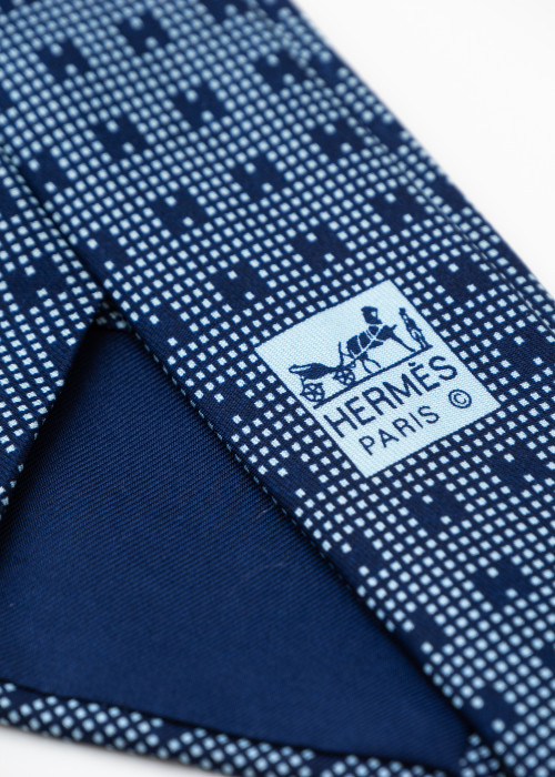 Navy blue H pattern tie