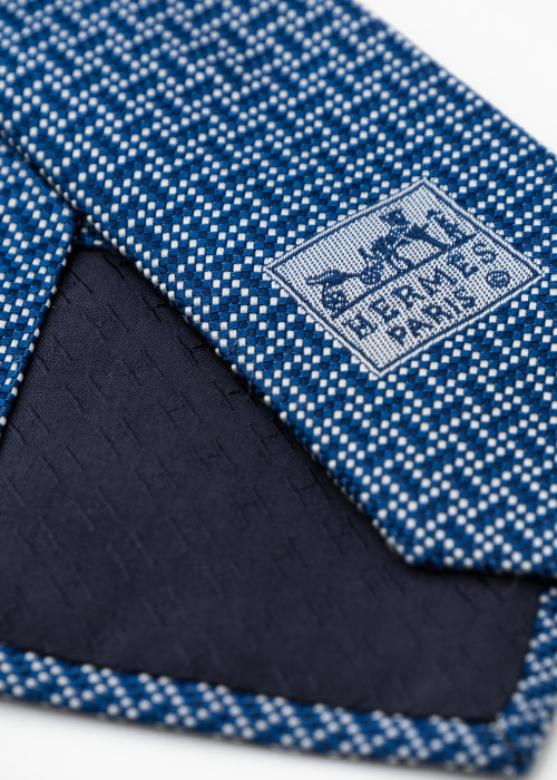 Navy blue and white rectangle tie