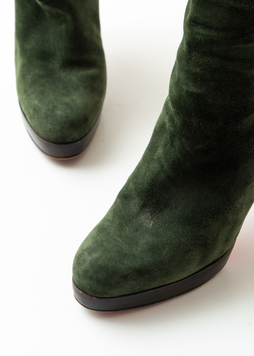 Bottes en daim vert olive