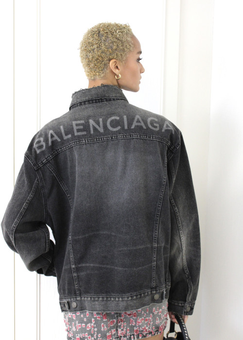 Oversized grey denim jacket