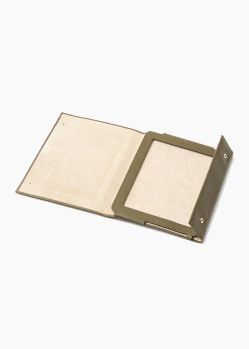 Khaki leather iPad case