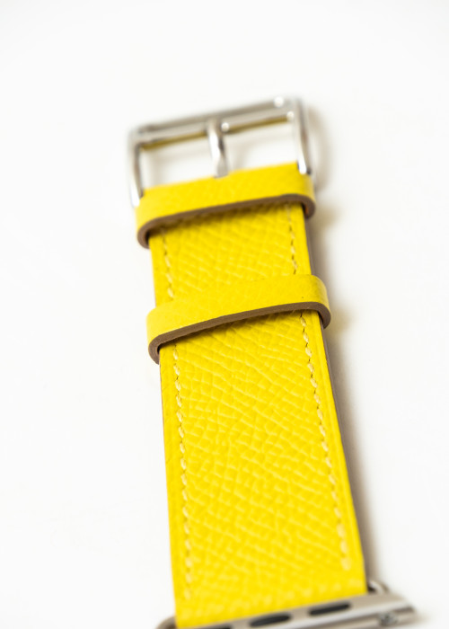 Bracelet Apple Watch Simple Tour en cuir jaune