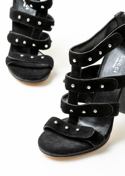 Black suede sandals