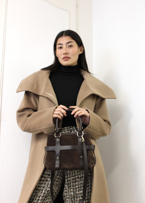 Small brown suede leather bag